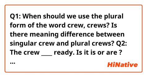 crew traduzione|is crew plural or singular.